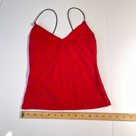 Revamped Red V-Neck Tank Top with Black Skinny Straps Size Small - Picture 5 of 7